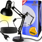 LAMPKA NA BIURKO BIURKOWA LAMPA NOCNA KREŚLARSKA REGULOWANA UCHWYT E27 LED do czytania i nauki, czarna, bez żarówki