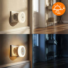 Lampka nocna do kontaktu LED z czujnikiem ruchu zmierzchu lampa do sypialni oświetlenie orientacyjne, okrągłe, 0,5 w