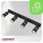 Lampa sufitowa LED szyna SPOT oprawa halogenowa 4x GU10 TUBA CZARNA złota reflektor kierunkowy do salonu i kuchni