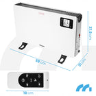 GRZEJNIK ELEKTRYCZNY KONWEKTOROWY TIMER TERMOSTAT PILOT MOCNY 2000W TURBO 590 mm 375 mm grzewcza biały