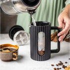 Zaparzacz tłokowy do kawy herbaty ziół 350 ml dzbanek szklany French Press praska francuska, 3 filiżanki, czarny