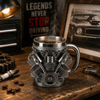 Kubek z motywem silnika V8 motor stal 300ml motoryzacyjny dla fana AUT naczynie na kawę i herbatę, upominek dla kierowcy
