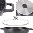 GARNEK 8,0 L tradycyjny MARMUROWY KOCIOŁEK POKRYWA INDUKCJA GAZ KAMILLE aluminiowy 30 cm do piekarnika, zmywarki