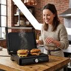 Opiekacz grill do kanapek panini toster rozkładany elektryczny duży 1500W nominalna czarny