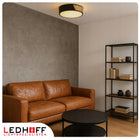 Plafon sufitowy Lampa LED z drewnem czarna 30cm 30W boho do pokoju mała okrągła oprawa oświetleniowa, zintegrowane