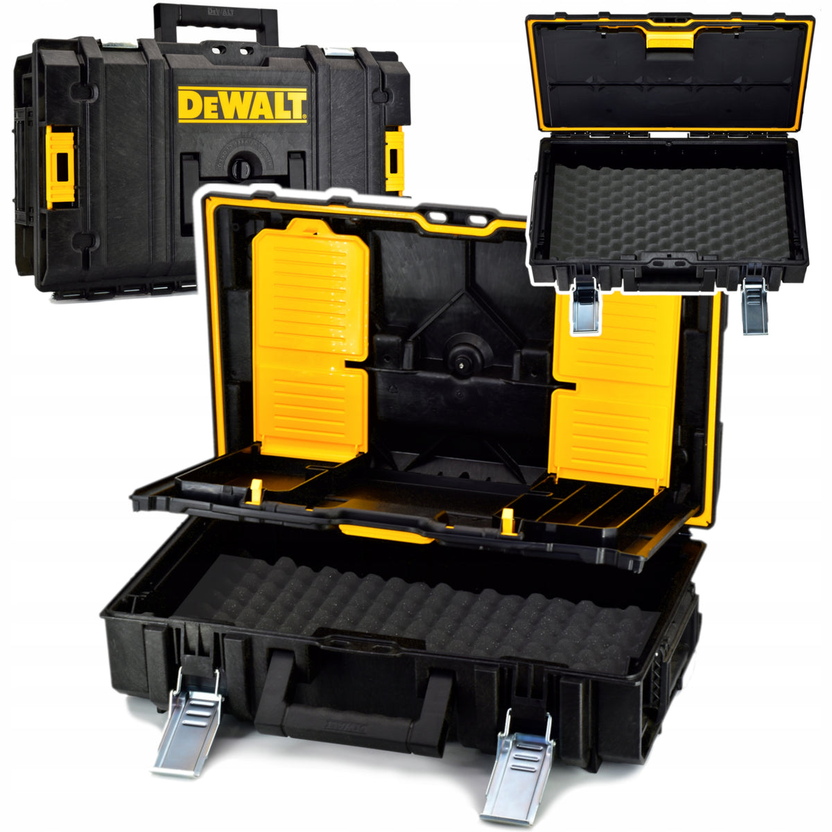 Dewalt DS150 Kufer skrzynia Walizka z oryganizerem Mocna i wytrzymała pojemnik na elektronarzędzia, futerał