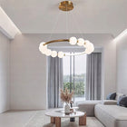 Lampa LED elegancka białe kule nowoczesna złota wisząca duża do salonu 62cm oprawa sufitowa metalowa z wbudowanym
