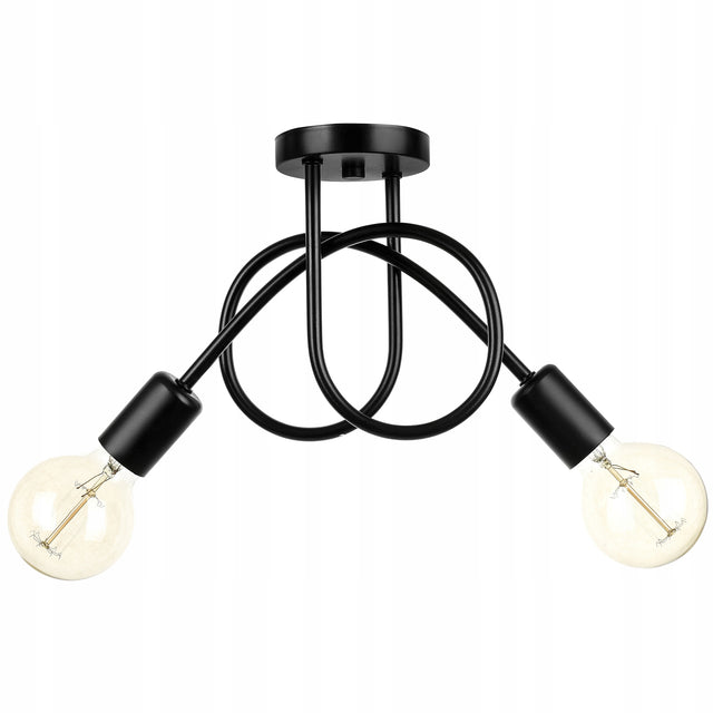 Sufitowa lampa wisząca nowoczesna loft edison żyrandol metalowy czarny 2-punktowy na żarówki E27 do salonu, kuchni i jadalni