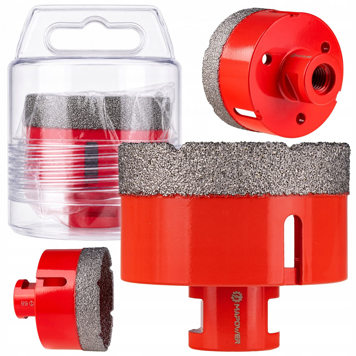 OTWORNICA DIAMENTOWA DO BETONU GRESU PUSZEK PŁYTEK 68 MM M14 MAPOWER koronka wiertnicza, glazura, ceramika, marmur