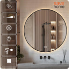 Lustro łazienkowe LED 80 cm podświetlane metalowa rama loft okrągłe premium zwierciadło ścienne z oświetleniem do