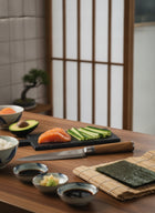 Nóż Kuchenny Japoński Uniwersalny Aka Tori Stal Damasceńska Kyoto 13cm do krojenia warzyw i owoców, drewniany uchwyt