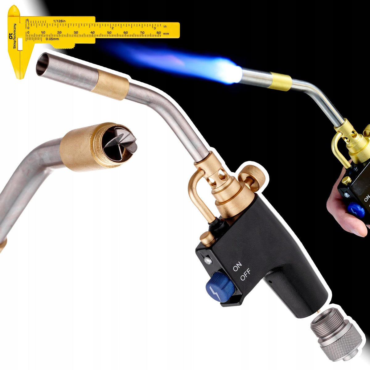 PALNIK GAZOWY MAPP PROPAN DO LUTOWANIA PIEZO + ADAPTER DYSZA TURBO 2800°C 2000 W