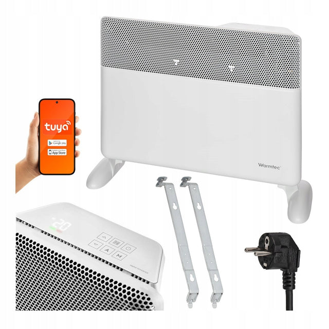 Grzejnik elektryczny energooszczędny 1500W inwerter wyświetlacz WiFi EGI konwektor do ogrzewania pomieszczeń biały 560x420 mm
