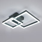 Lampa Sufitowa LED Żyrandol Czarny Kwadratowy Nowoczesny 36W 6500K oświetlenie do salonu i jadalni, 2 punkty światła