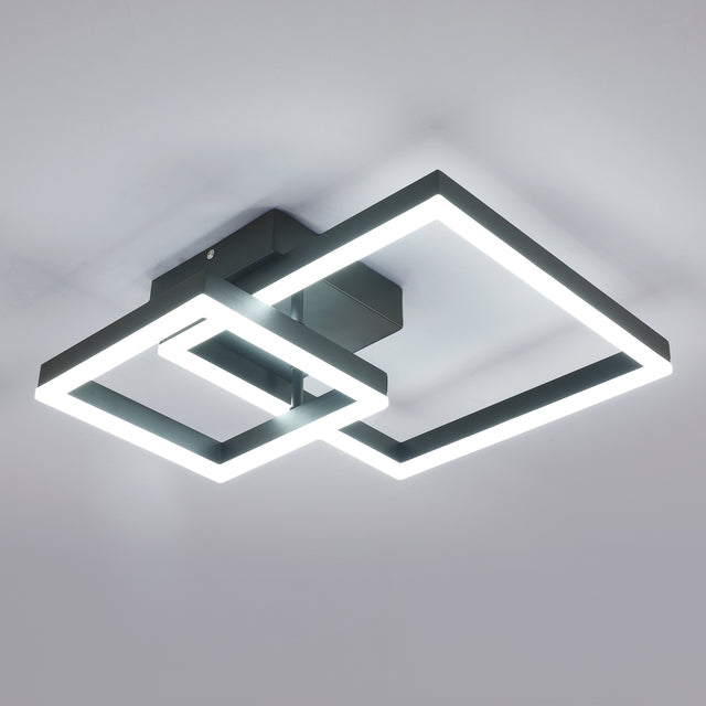 Lampa Sufitowa LED Żyrandol Czarny Kwadratowy Nowoczesny 36W 6500K oświetlenie do salonu i jadalni, 2 punkty światła, aluminium, zimna biel