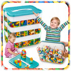 Pojemnik na klocki lego zabawki organizer 3-PIĘTROWY z przegródkami 18 L pudełko plastikowe do przechowywania