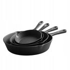 Zestaw PATELNI 4x PATELNIA Ciężka ŻELIWNA 30, 25, 20, 16 cm. INDUKCJA GAZ do smażenia, na kuchenkę ceramiczną i