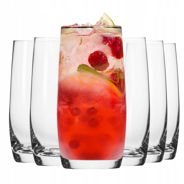 Wysokie szklanki do napojów Blended krosno 410 ml 6szt do wody, drinków koktajli, soków, bezbarwne szkło, mycie w zmywarce