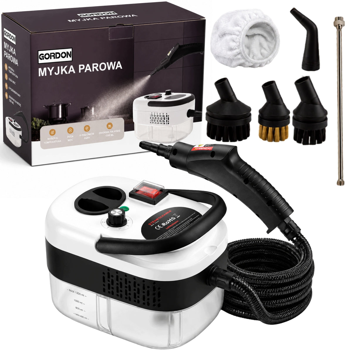Myjka parowa 2500W biała parownica czyścik do kuchni łazienki okien FUG 1.2 l 2500 w