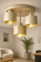 Lampa sufitowa Plafon Żyrandol Kaszmir Ecru Beżowa 3xE27 382-E3 SPOT oprawa metalowa do salonu i sypialni, 3 punkty