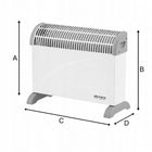 GRZEJNIK ELEKTRYCZNY KONWEKTOROWY TERMOSTAT 3 TRYBY 750W 1250W 2000W NAWIEW 385 mm 535 mm grzewcza biały