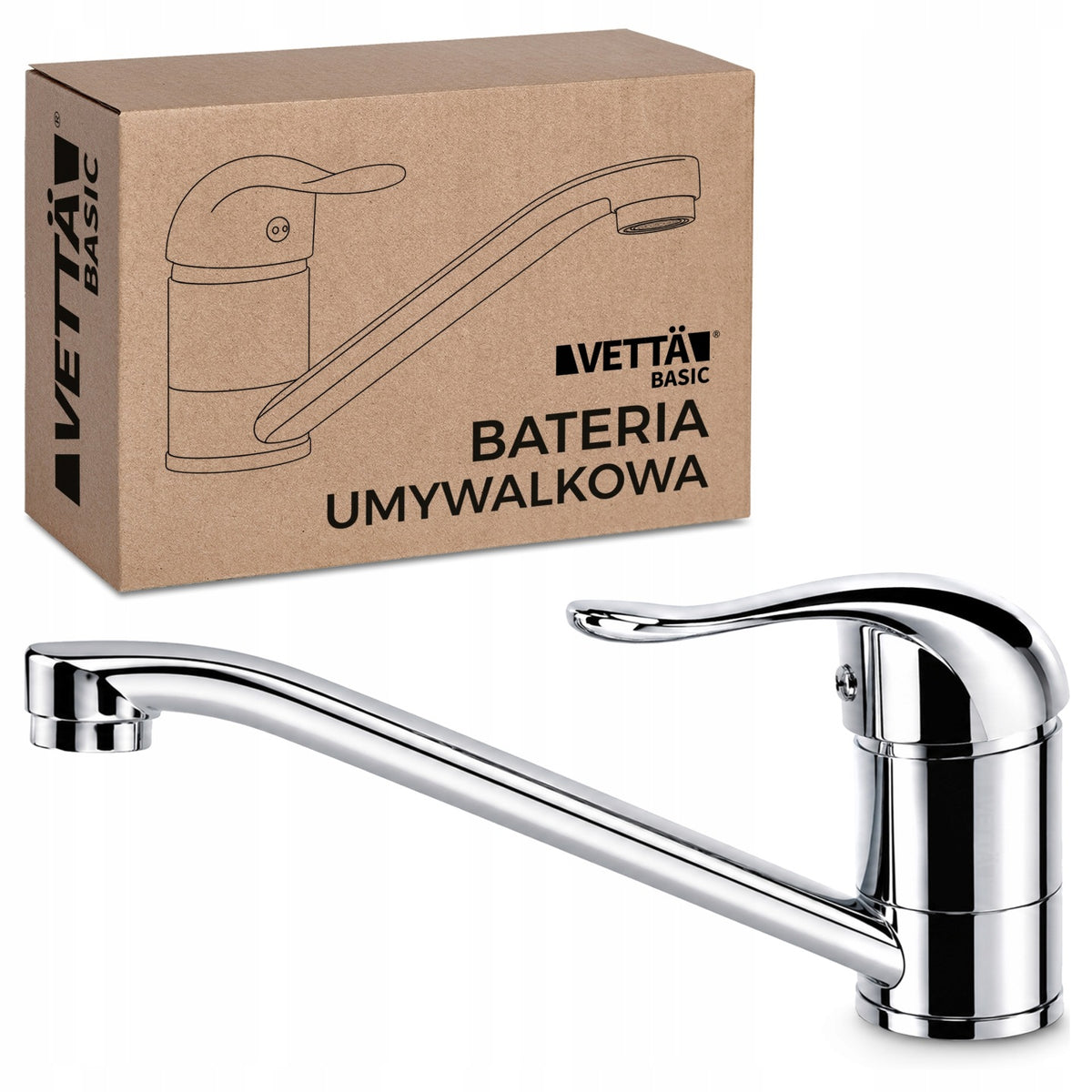 Bateria Umywalkowa Kuchenna Nablatowa Długi Kran Do Zlewu Chromowa vettä armatura łazienkowa jednouchwytowa stojąca ze
