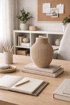 Wazon dekoracyjny nietłukący nowoczesny skandi boho modern beżowy 18 CM ozdoba do salonu, na stół lub komodę, z