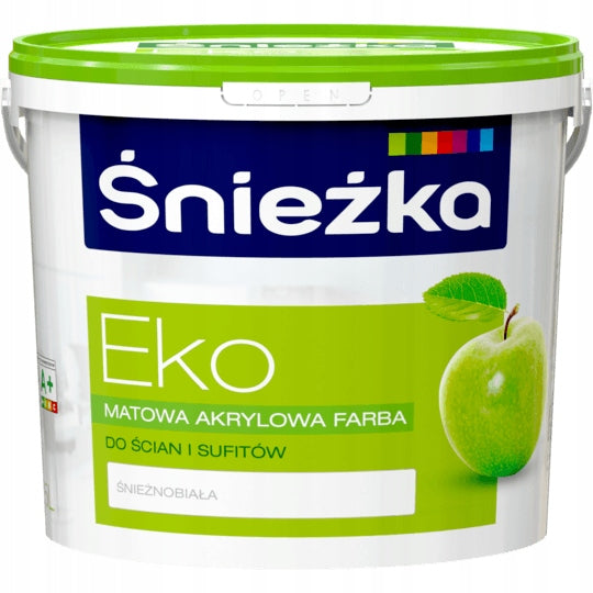 Śnieżka EKO farba emulsja akrylowa biała do ścian i sufitu matowa 5l malowanie wnętrz, wydajność 13 m²/l