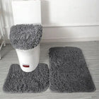 Komplet Dywaników Łazienkowych Miękkich Szary 3szt maty podłogowe prostokątne z poliestru, grubość 50 mm, 49,5 × 81,5 cm