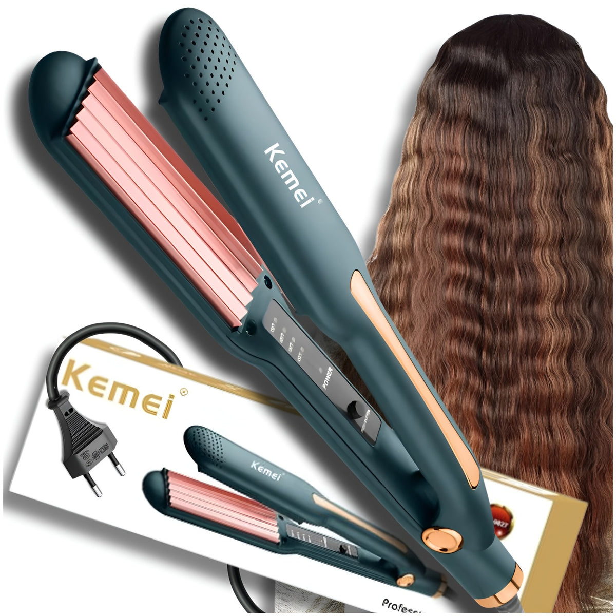 Karbownica do włosów ceramiczna kemei falownica loki fale 60W 220 °C 60 w