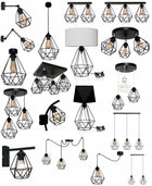 Kinkiet ścienny lampa ścienna DIAMOND vintage loft czarny kinkiety lampy oprawa metalowa, 1 punkt światła, gwint E27