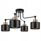 Lampa sufitowa wisząca żyrandol plafon LED E27 Nowoczesna czarna Premium oprawa metalowa 4-punktowa do salonu i jadalni