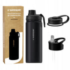 Butelka termiczna termos na herbatę Wessper B3 Thermosteel 500 ml ze słomką pojemnik na napoje czarny, do mycia w