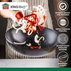 WOK 30 cm z pokrywką KINGHoff KH1984 stal węglowa nieprzywierająca Indukcja patelnia głęboka do smażenia