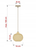 Lampa Wisząca Rattan Beżowa Boho 1xE27 Regulowana Wysokość Salon Sypialnia oświetlenie pokojowe, pleciony klosz