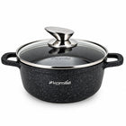 Garnek garnuszek 1,2 L tradycyjny marmurowy pokrywa indukcja GAZ kamille aluminiowy do zupy i sosów, czarny, do