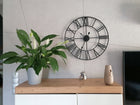 Duży metalowy zegar ścienny 80 CM czarny cichy mechanizm arventa style dekoracja salonu, tarcza analogowa, cyfry