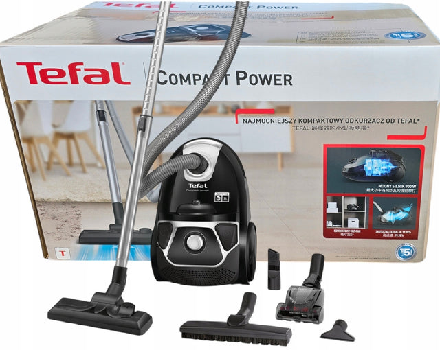 Odkurzacz workowy tefal TW3985 turboszczotka 900W nominalna czarny