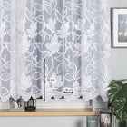 Firana żakardowa wzór 23338 300x160cm kwiaty magnolie, prosta (z obszyciem) biała firanka gotowa na żabki dekoracja