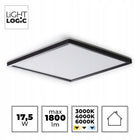 Plafon LED panelLL PLAF02CCT L17,5W czarny kwadrat zmiana barwy 30cm lampa sufitowa ze zintegrowanym źródłem, do