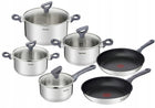 Zestaw garnków i patelni pokrywki TEFAL Daily Cook stal indukcja 10 el. srebrny stal nierdzewna