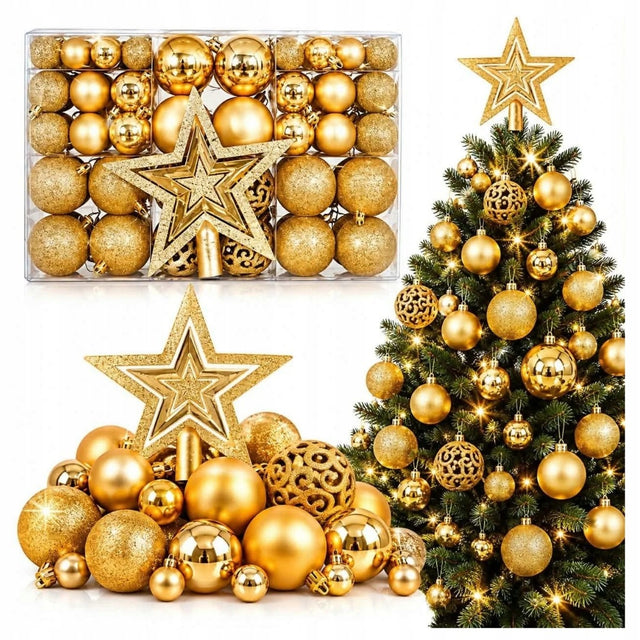 Bombki choinkowe nietłukące ozdoby świąteczne złote 100 SZT zestaw XXL złoty