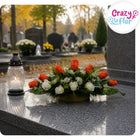 Stroik na Cmentarz Grób Wiązanka Kompozycja Pomnik Sztuczne Kwiaty 051 dekoracja nagrobna na Wszystkich Świętych 35 cm