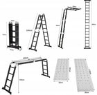 Drabina aluminiowa przegubowa stab.81cm wielofunkcyjna 4x4 kontrakt +podest 16 szczebli, wysokość robocza 5,6 m, udźwig