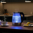 Czajnik Elektryczny Szklany 1,8l bergmann Bezprzewodowy 2200W LED 1.8 l 2200 w srebrny/szary szkło, tworzywo sztuczne