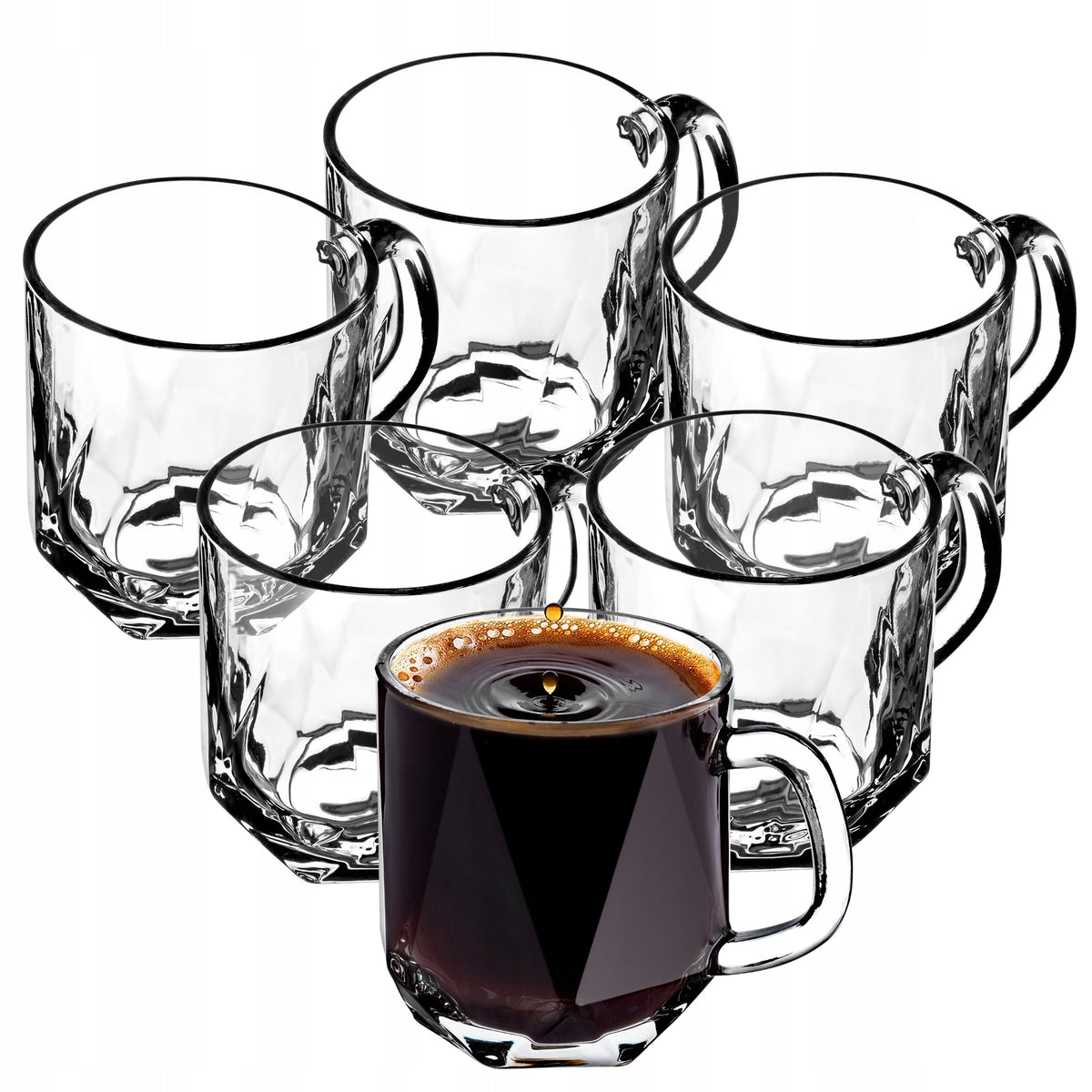 SZKLANKI DO KAWY HERBATY 300ml NAPOJÓW SZKLANKA Z UCHEM ZESTAW SZKLANEK 6x 300 ml bezbarwny