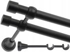Karnisz czarny podwójny 160 cm fi 19+19 mm karnisze metalowe modern drążek okienny do firan i zasłon, styl loftowy