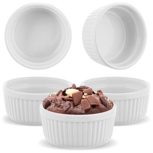 3 SZT kokilki do zapiekania 250ml 11 cm naczynie żaroodporne miseczka biała porcelanowe, suflet, deserów, mrożenia, mikrofalówki, zmywarki