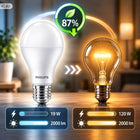 6x Żarówka LED E27 philips A68 19W = 120W 2000lm 4000K neutralna mocna źródło światła do lamp, klasyczny kształt, białe