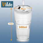 2x Kubek szklany z pokrywką słomką szczelny na napoje kubki szklanki 500 ml do lemoniady i koktajli, przezroczyste